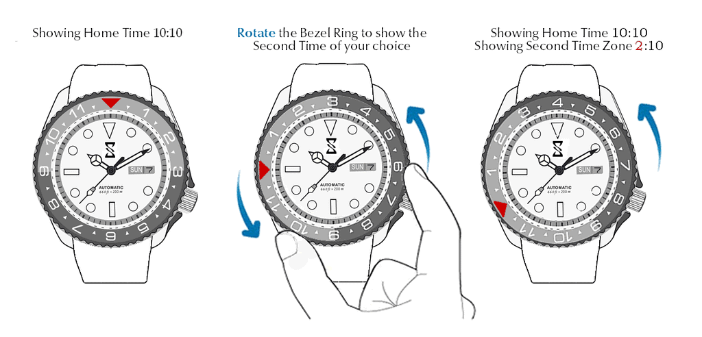 Voyager - Dual Time Day Date - Rubber - Silver