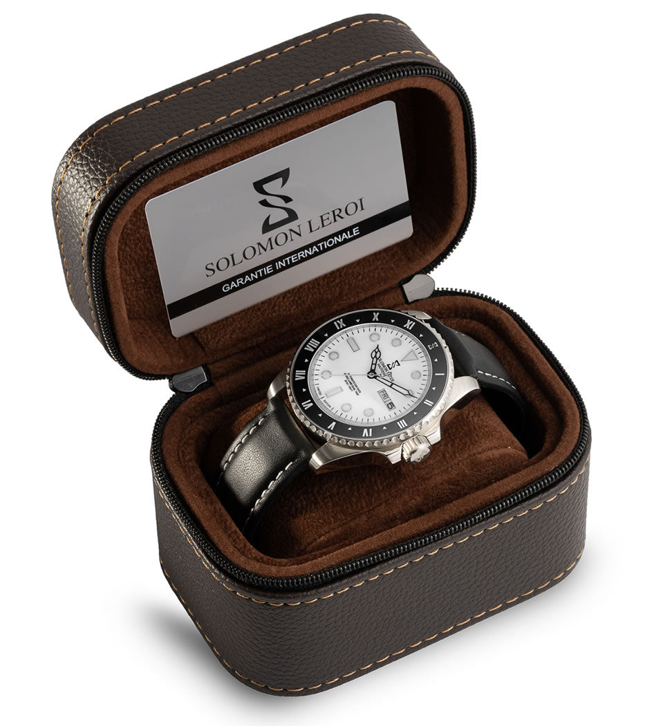 Nautonier - Dual Time Day Date - Black - Leather