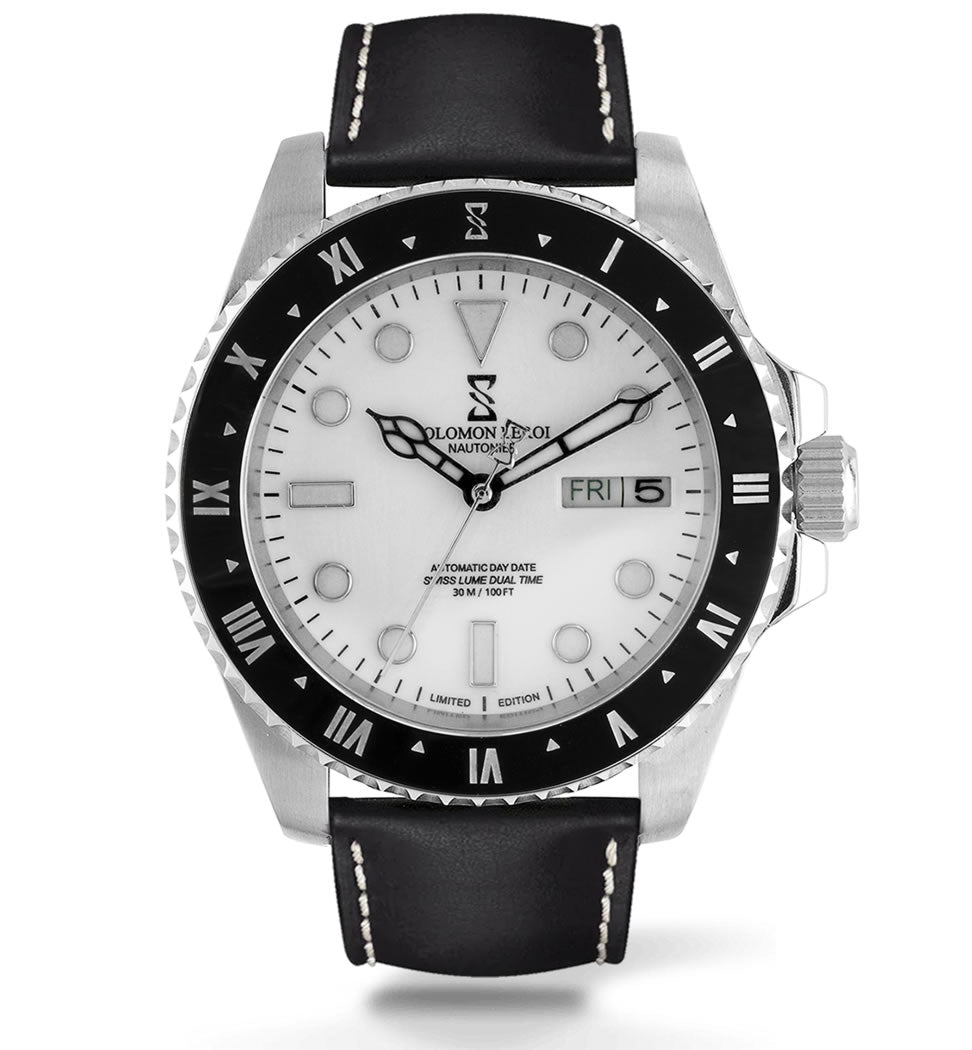 Nautonier - Dual Time Day Date - Black - Leather