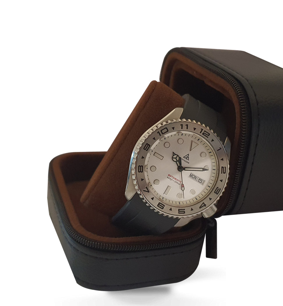 Voyager - Dual Time Day Date - Rubber - Silver