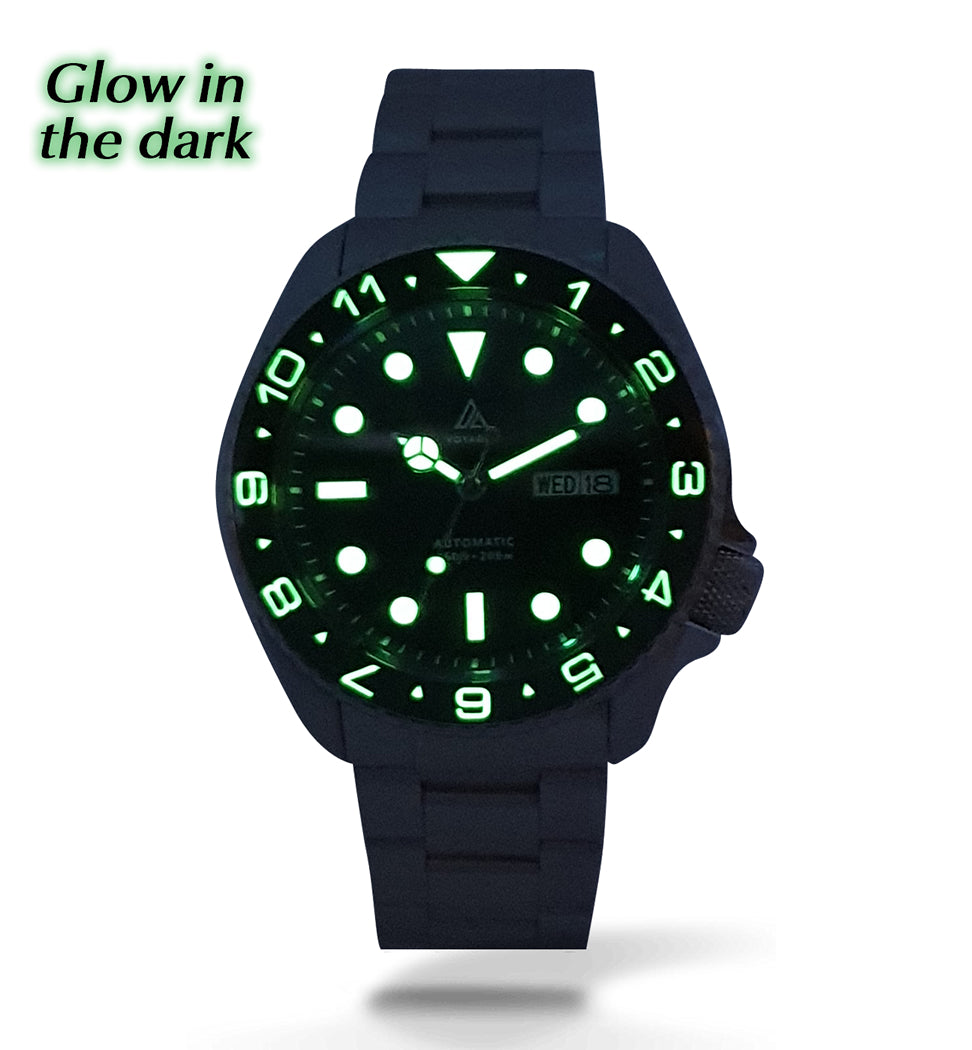 Voyager - Dual Time Day Date - Stainless - Black & Red