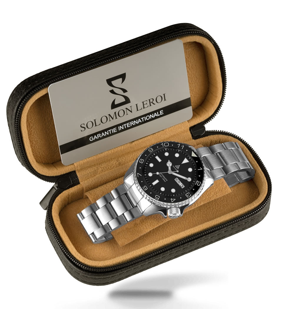 Voyager - Dual Time Day Date - Stainless - Black on Black