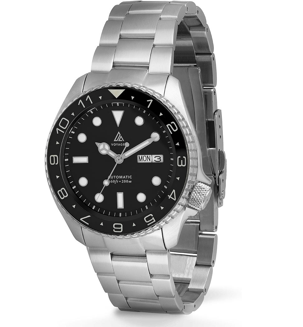 Voyager - Dual Time Day Date - Stainless - Black on Black