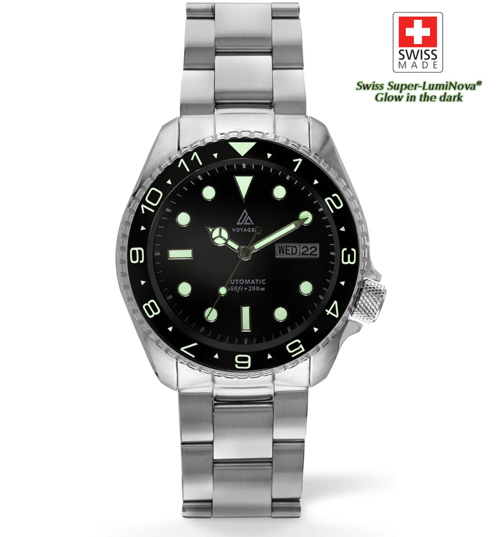 Voyager - Dual Time Day Date - Stainless - Black on Black