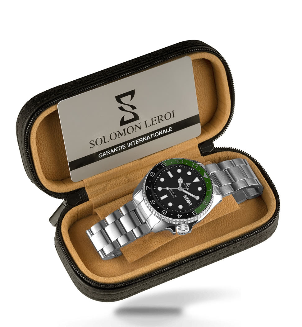 Voyager - Dual Time Day Date - Stainless - Black & Green